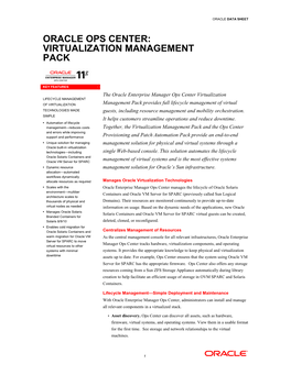 Oracle Enterprise Manager Ops Center Virtualization Management