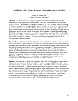 767 Food Choices at First Contact: Testing the Colombian Exchange in Hispaniola James M. Vanderveen Indiana University South