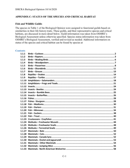 Status of the Species and Critical Habitat