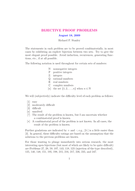BIJECTIVE PROOF PROBLEMS August 18, 2009 Richard P