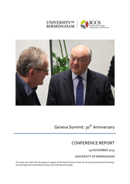 Geneva Summit: 30 Anniversary CONFERENCE REPORT