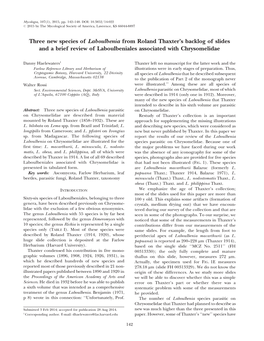 Three New Species of Laboulbenia from Roland Thaxter's Backlog Of