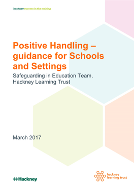 Positive Handling – Guidance for Schools and Settings