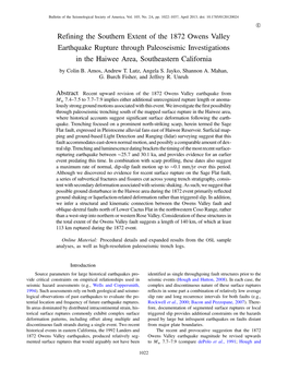 Refining the Southern Extent of the 1872 Owens Valley Earthquake Rupture Through Paleoseismic Investigations in the Haiwee Area, Southeastern California by Colin B