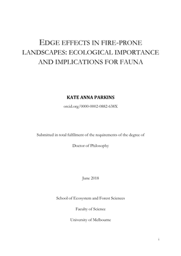 Edge Effects in Fire-Prone Landscapes: Ecological Importance and Implications for Fauna