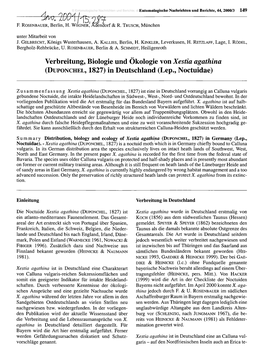 Verbreitung, Biologie Und Ökologie Von Xestia Agathina