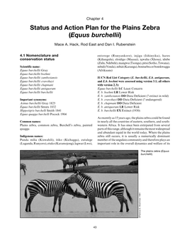 Status and Action Plan for the Plains Zebra (Equus Burchellii)