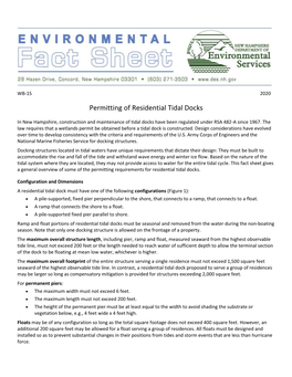 Permitting of Residential Tidal Docks