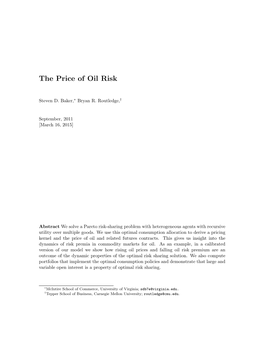 The Price of Oil Risk
