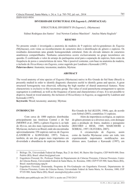 STRUCTURAL DIVERSITY in Eugenia L.(Myrtaceae)