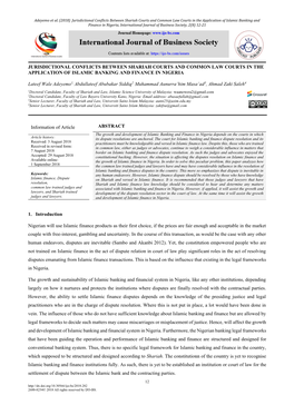 Jurisdictional Conflicts Between Shariah Courts and Common Law Courts in the Application of Islamic Banking and Finance in Niger