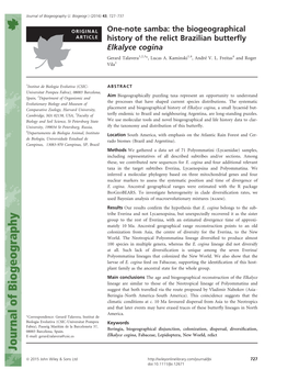 The Biogeographical History of the Relict Brazilian Butterfly Elkalyce