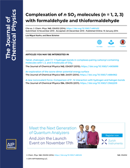 Complexation of N SO2 Molecules (N = 1, 2, 3) with Formaldehyde and Thioformaldehyde