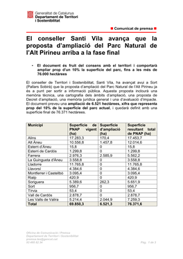 20150225 Np Preparada Informació Pública Pn Alt Pirineu