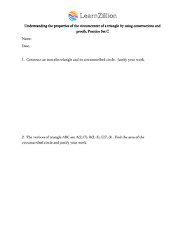 Understanding the Properties of the Circumcenter of a Triangle by Using Constructions and Proofs, Practice Set C