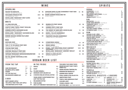 Urban Beer List Spirits Wine