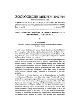 Zoologische Mededelingen Uitgegeven Door Het