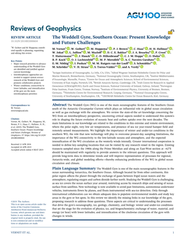 The Weddell Gyre, Southern Ocean: Present Knowledge and Future