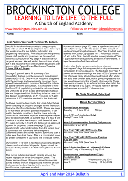 April and May 2014 Bulletin 1 2 2015-16 Admission Consultation