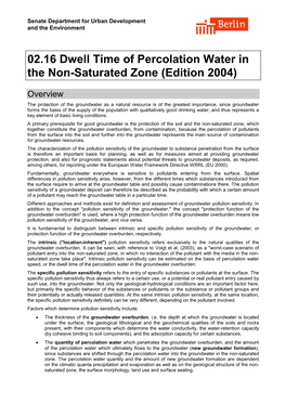 02.16 Dwell Time of Percolation Water in the Non-Saturated Zone (Edition 2004)