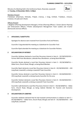 Minutes of a Meeting Held at the Town Hall, High Street, Lowestoft