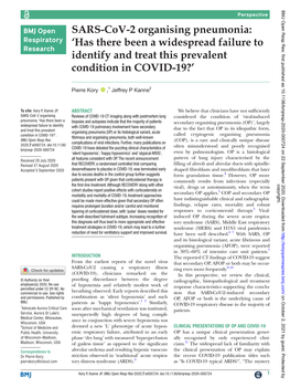 SARS-Cov-2 Organising Pneumonia: 'Has There Been a Widespread Failure to Identify and Treat This Prevalent Condition in COVID