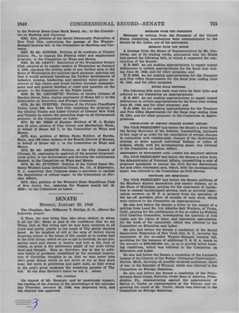 SENATE 715 to the Federal Home Loan Bank Board, Etc.; to the Commit­ MESSAGES from the PRESIDENT Tee on Banking and Currency