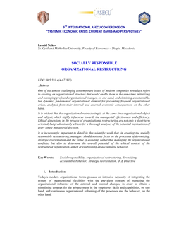 Socially Responsible Organizational Restrucuring