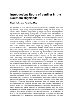 Roots of Conflict in the Southern Highlands