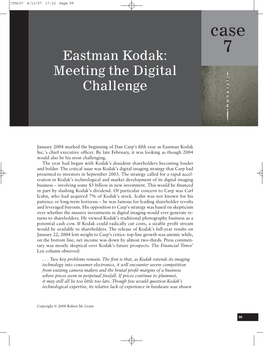 Case 7 Eastman Kodak: Meeting the Digital Challenge