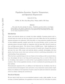 Population Inversion, Negative Temperature, and Quantum