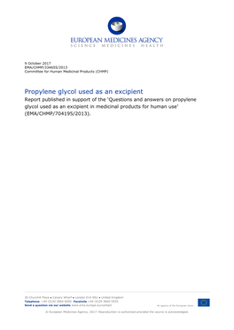 Propylene Glycol Used As an Excipient