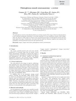 Palatoglossus Muscle Neuroanatomy - a Review