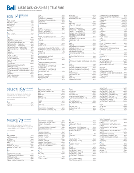 Liste Des Chaînes Télé Fibe En Vigueur En Date Du 15 Octobre 2015