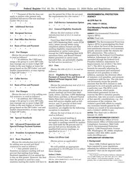 Federal Register/Vol. 85, No. 8/Monday, January 13, 2020/Rules