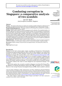 Combating Corruption in Singapore