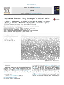 Compositional Differences Among Bright Spots on the Ceres Surface