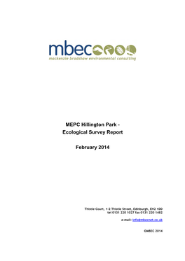 MEPC Hillington Park - Ecological Survey Report