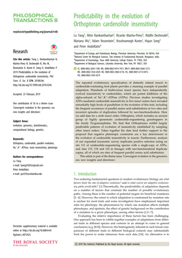 Predictability in the Evolution of Orthopteran