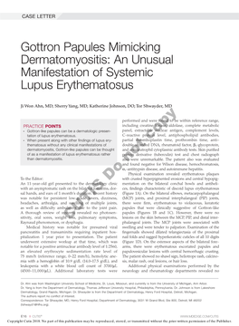 Gottron Papules Mimicking Dermatomyositis: an Unusual Manifestation of Systemic Lupus Erythematosus