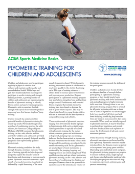 Plyometric Training for Children and Adolescents