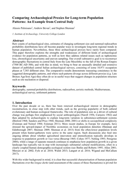 Comparing Archaeological Proxies for Long-Term Population Patterns: an Example from Central Italy