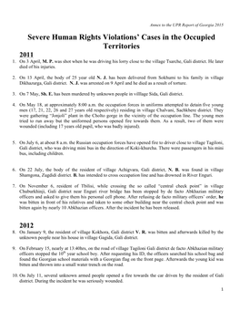 Severe Human Rights Violations' Cases in the Occupied Territories
