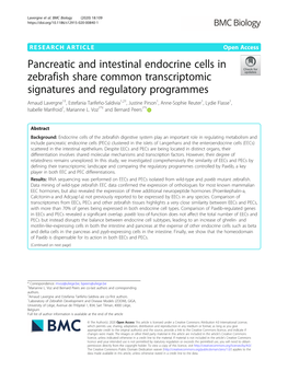 Pancreatic and Intestinal Endocrine Cells in Zebrafish Share Common Transcriptomic Signatures and Regulatory Programmes