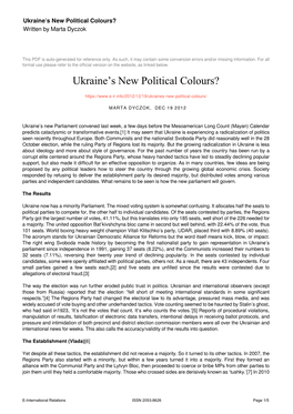 Ukraine's New Political Colours?