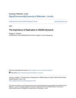 The Importance of Replication in Wildlife Research