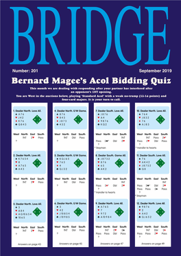 Bernard Magee's Acol Bidding Quiz