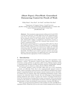 Piecework: Generalized Outsourcing Control for Proofs of Work