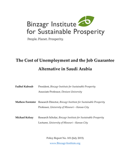 The Cost of Unemployment and the Job Guarantee Alternative in Saudi