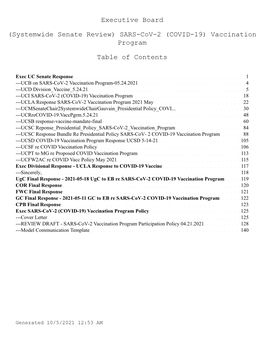 (Systemwide Senate Review) SARS-Cov-2 (COVID-19) Vaccination Program